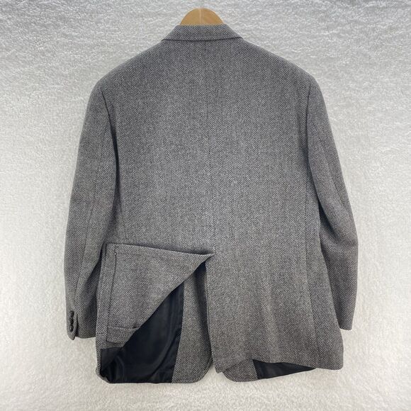 Vintage Kingsridge Blazer Mens 42S Gray Herringbone Corpcore Wool Sports Coat - Picture 12 of 13